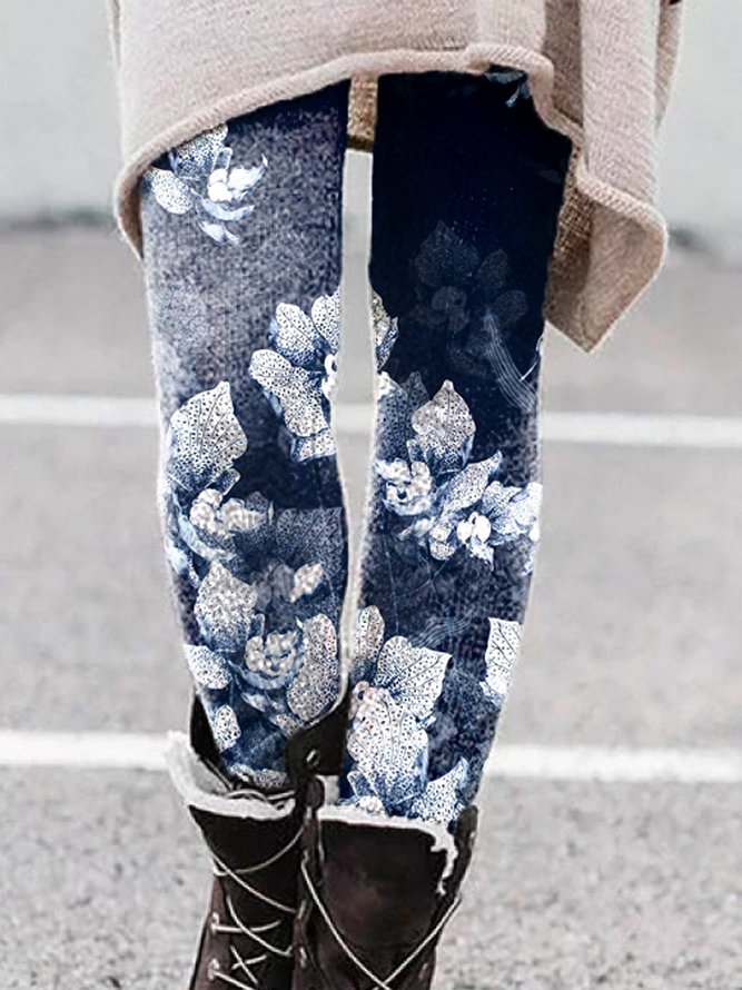 Sheath Floral Cotton-Blend Pants