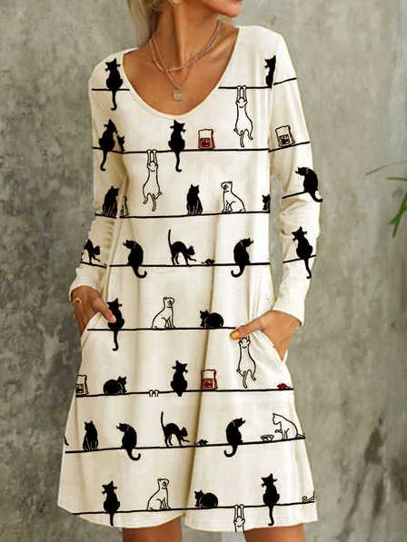 JFN V Neck Casual Midi Dress