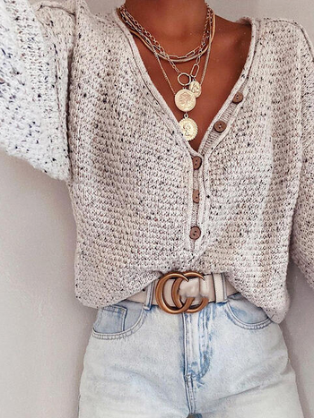 Long Sleeve Vintage V Neck Acrylic Sweater