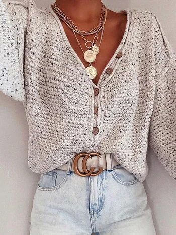 Long Sleeve Vintage V Neck Acrylic Sweater