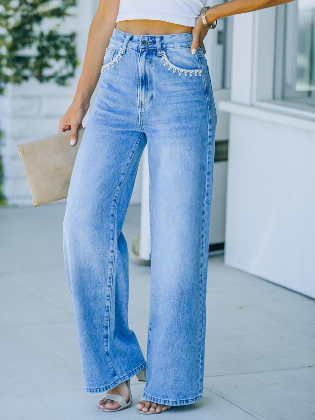 JFN Wide Leg Solid Causal Jeans