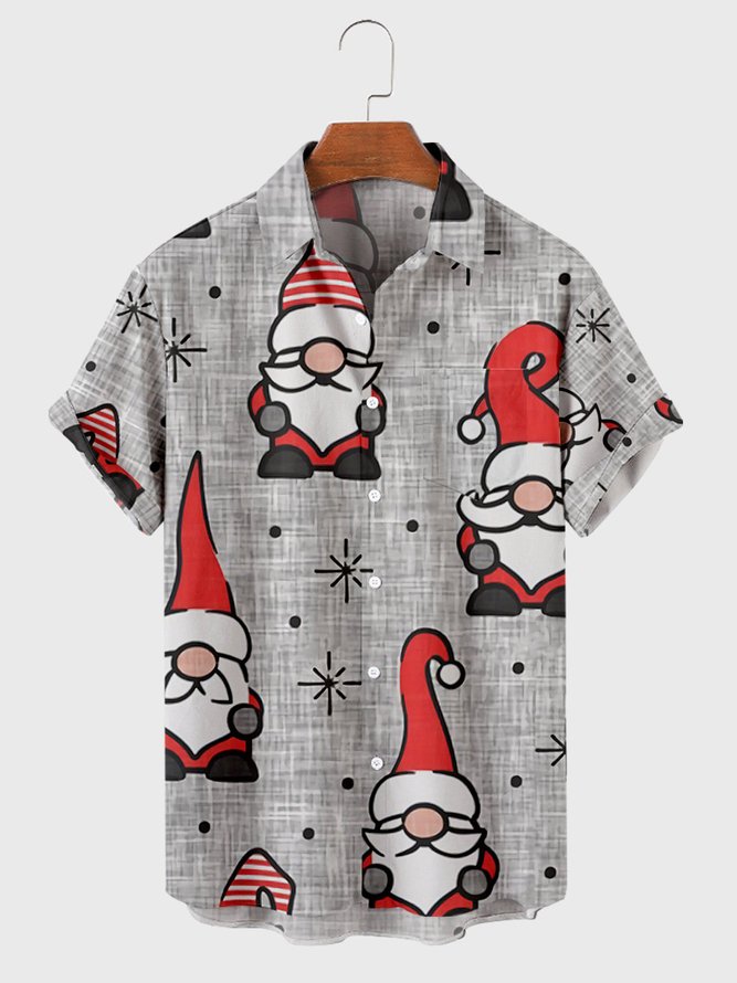 Short Sleeve Christmas Shirt Collar Shirts & Tops