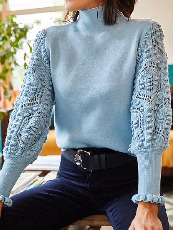 High Neck Long Sleeve Vintage Sweater