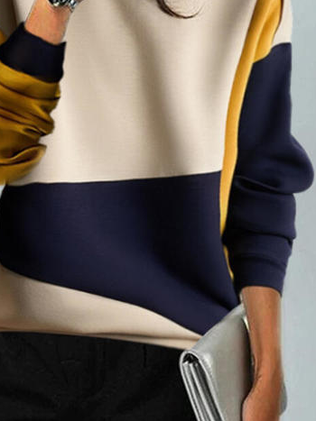 Cotton Blends Casual Geometric Pattern Sweatshirts