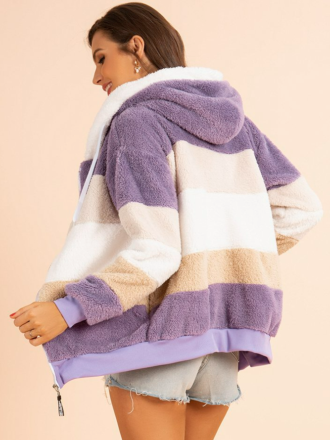 Colorblock Zip Sherpa Hoodie