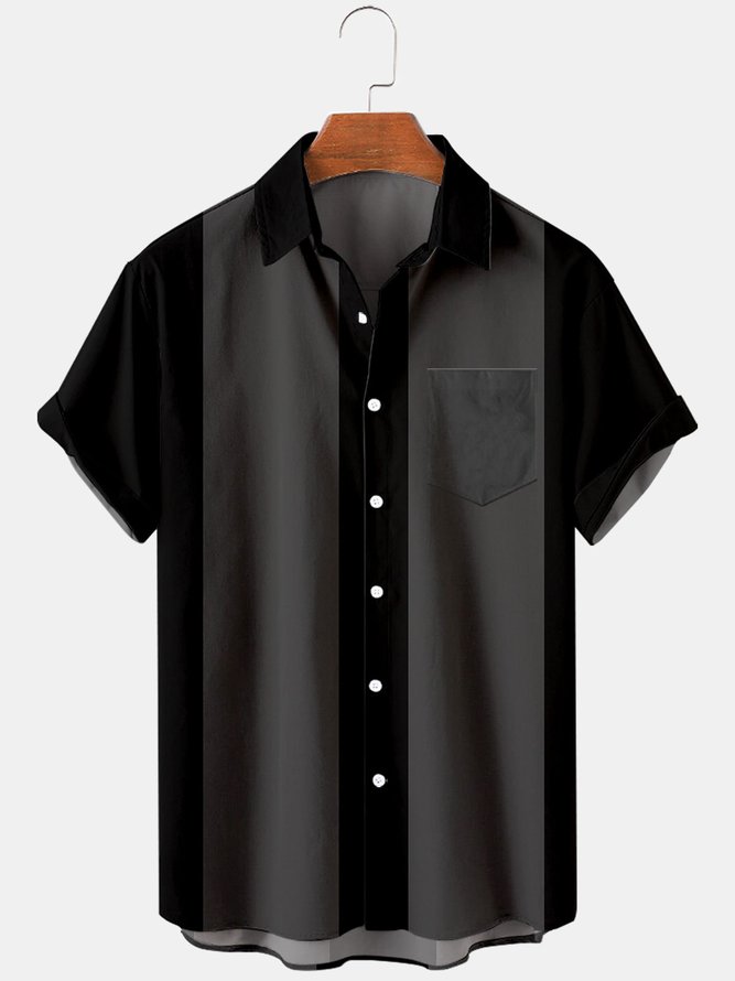 Colorblock Work Shirt Collar Shirts & Tops