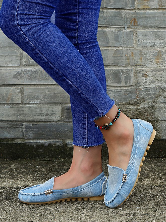 Casual Metal Buckle Flat Shoes