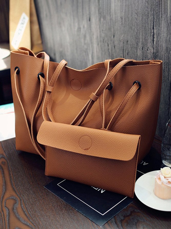 JFN Simple Plain  Handbag Two Pieces  Women's   Shopping Bag Handbag