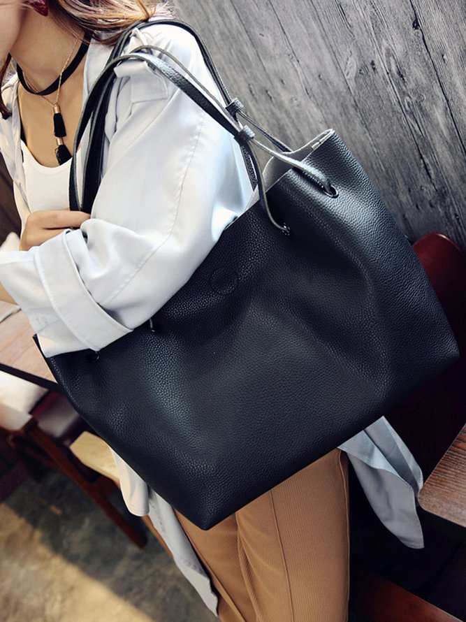 JFN Simple Plain  Handbag Two Pieces  Women's   Shopping Bag Handbag