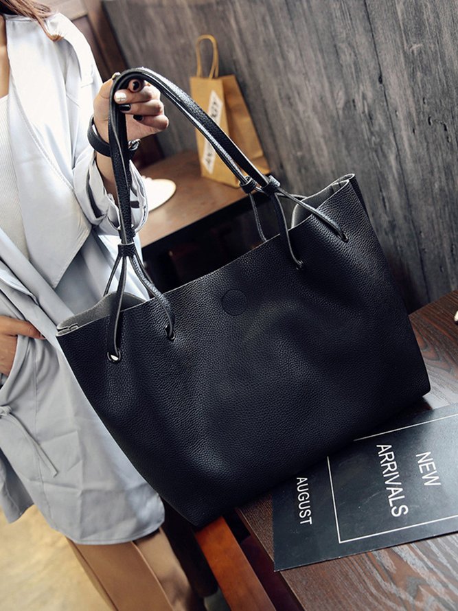 JFN Simple Plain  Handbag Two Pieces  Women's   Shopping Bag Handbag