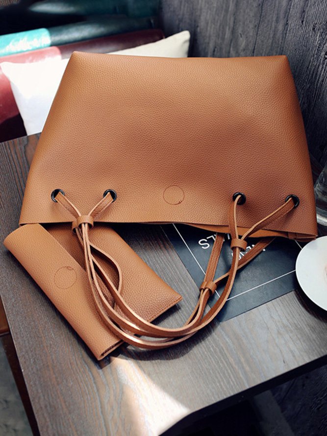 JFN Simple Plain  Handbag Two Pieces  Women's   Shopping Bag Handbag