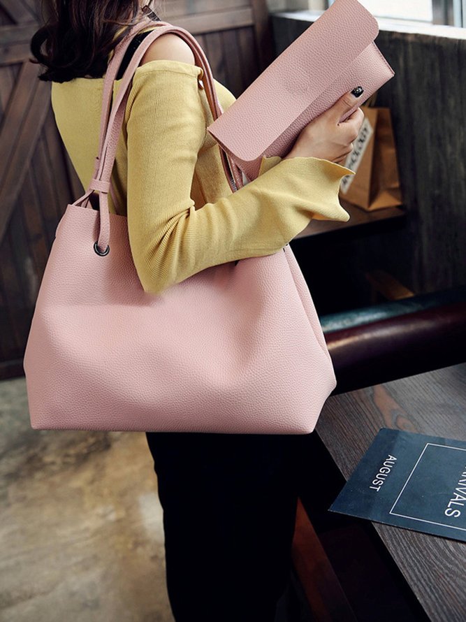 JFN Simple Plain  Handbag Two Pieces  Women's   Shopping Bag Handbag