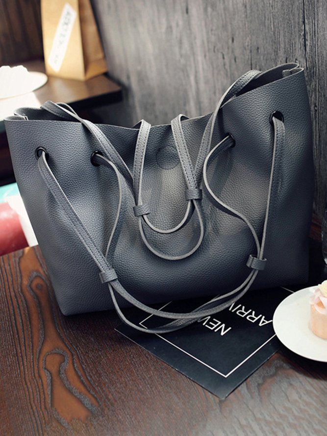 JFN Simple Plain  Handbag Two Pieces  Women's   Shopping Bag Handbag
