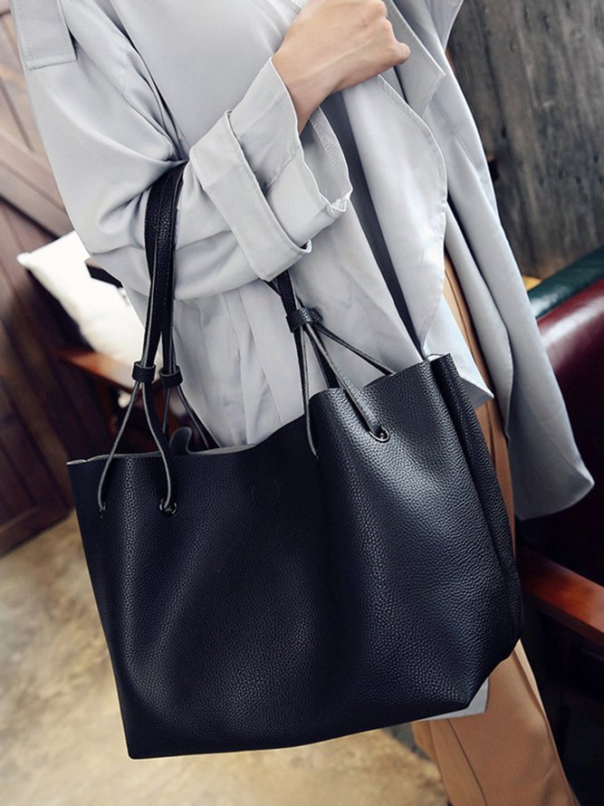JFN Simple Plain  Handbag Two Pieces  Women's   Shopping Bag Handbag