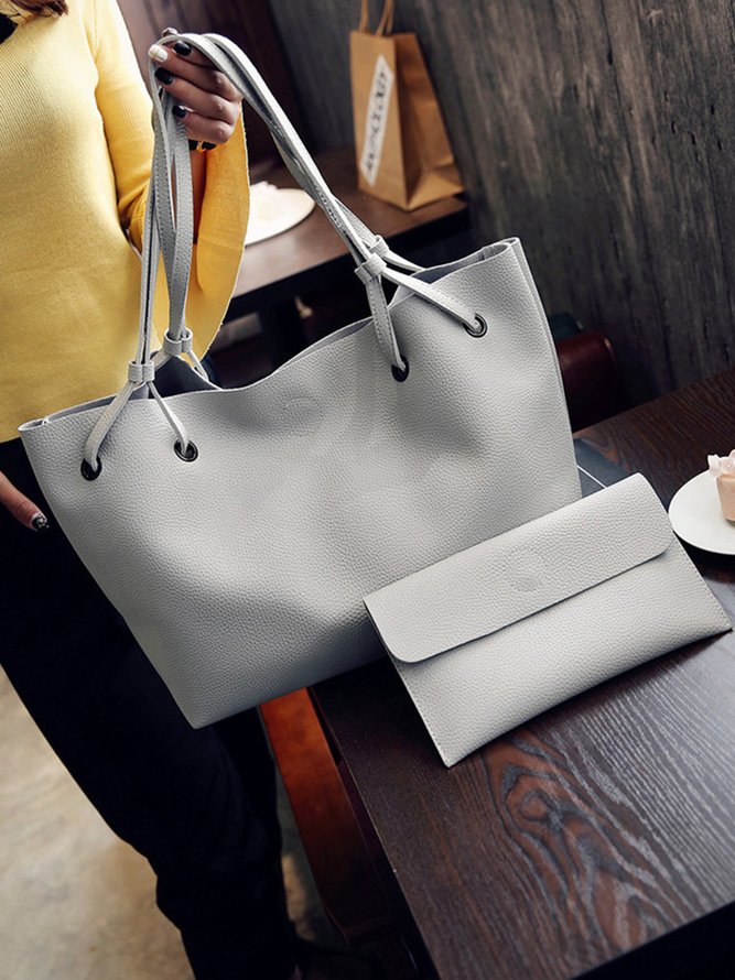 JFN Simple Plain  Handbag Two Pieces  Women's   Shopping Bag Handbag