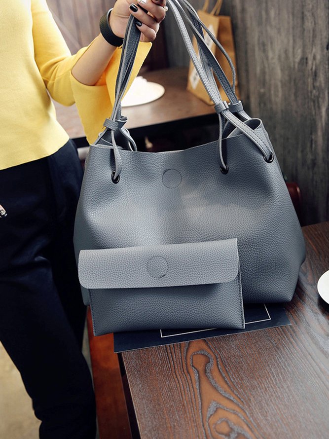 JFN Simple Plain  Handbag Two Pieces  Women's   Shopping Bag Handbag
