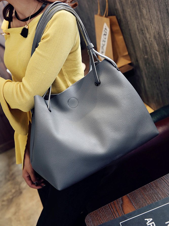 JFN Simple Plain  Handbag Two Pieces  Women's   Shopping Bag Handbag