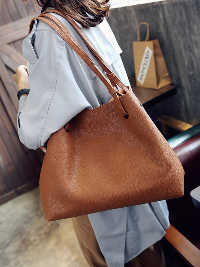 JFN Simple Plain  Handbag Two Pieces  Women's   Shopping Bag Handbag