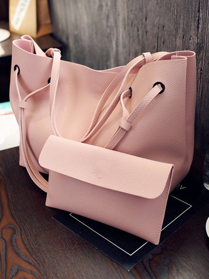 JFN Simple Plain  Handbag Two Pieces  Women's   Shopping Bag Handbag