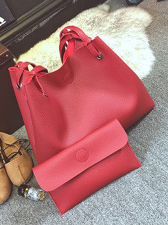 JFN Simple Plain  Handbag Two Pieces  Women's   Shopping Bag Handbag