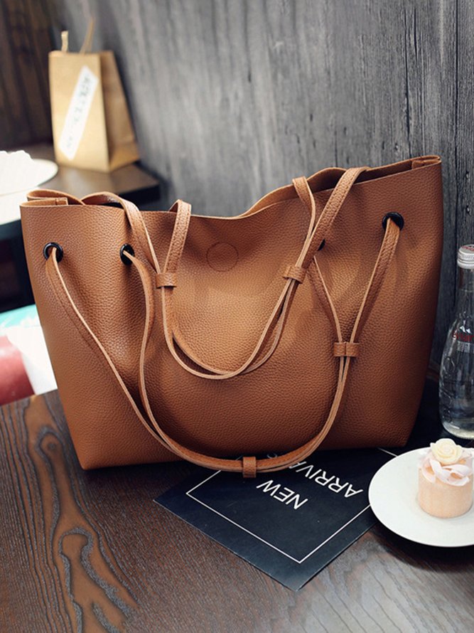 JFN Simple Plain  Handbag Two Pieces  Women's   Shopping Bag Handbag