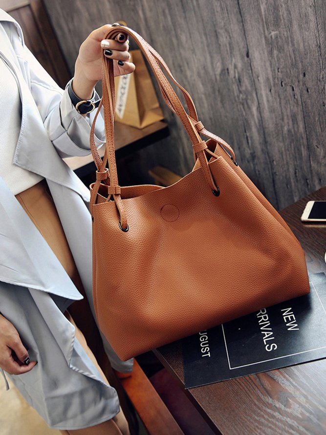 JFN Simple Plain  Handbag Two Pieces  Women's   Shopping Bag Handbag