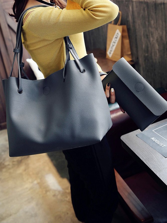JFN Simple Plain  Handbag Two Pieces  Women's   Shopping Bag Handbag