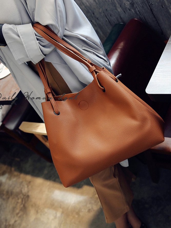 JFN Simple Plain  Handbag Two Pieces  Women's   Shopping Bag Handbag