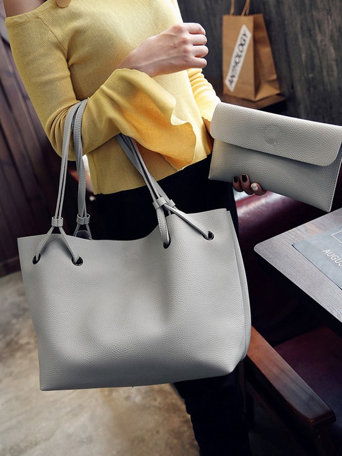 JFN Simple Plain  Handbag Two Pieces  Women's   Shopping Bag Handbag