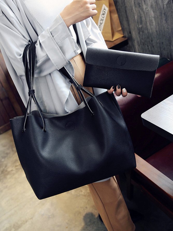 JFN Simple Plain  Handbag Two Pieces  Women's   Shopping Bag Handbag