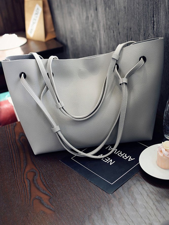 JFN Simple Plain  Handbag Two Pieces  Women's   Shopping Bag Handbag