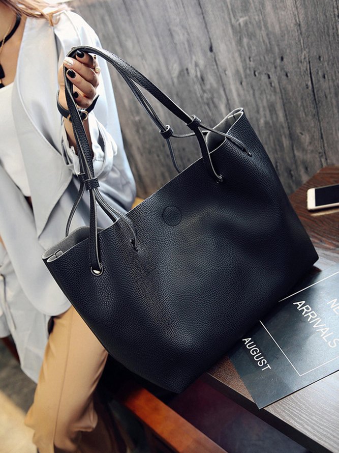 JFN Simple Plain  Handbag Two Pieces  Women's   Shopping Bag Handbag