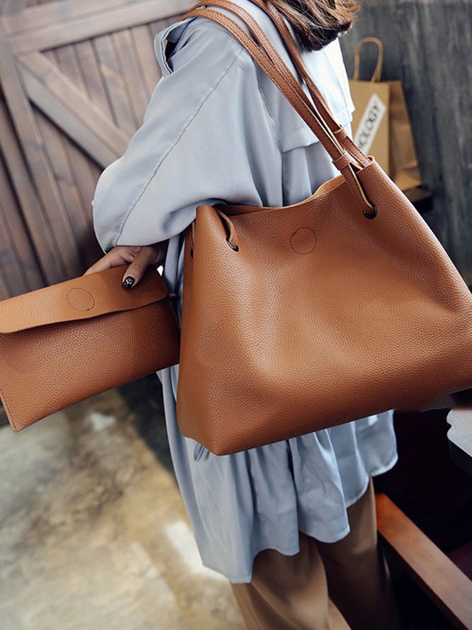 JFN Simple Plain  Handbag Two Pieces  Women's   Shopping Bag Handbag