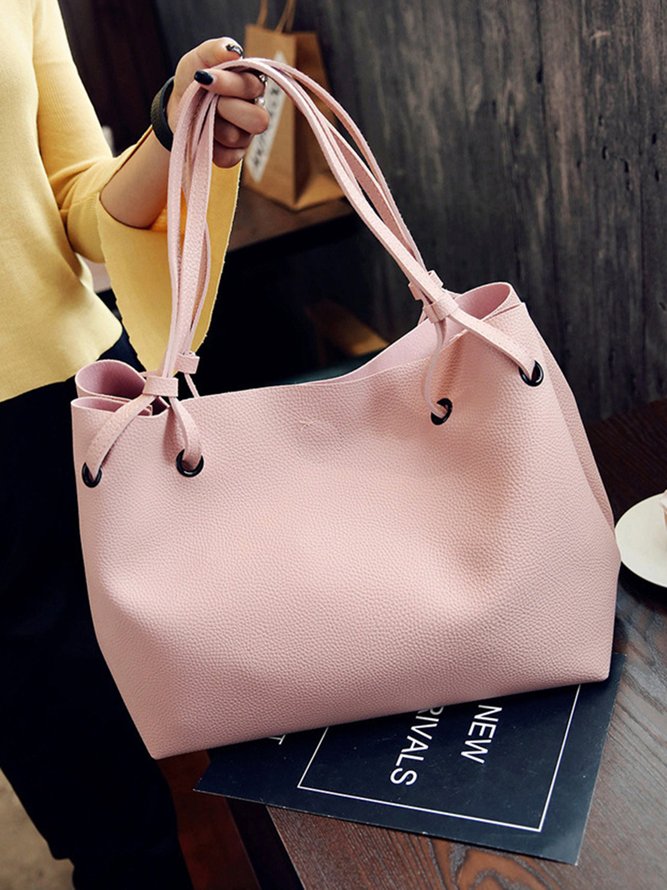 JFN Simple Plain  Handbag Two Pieces  Women's   Shopping Bag Handbag
