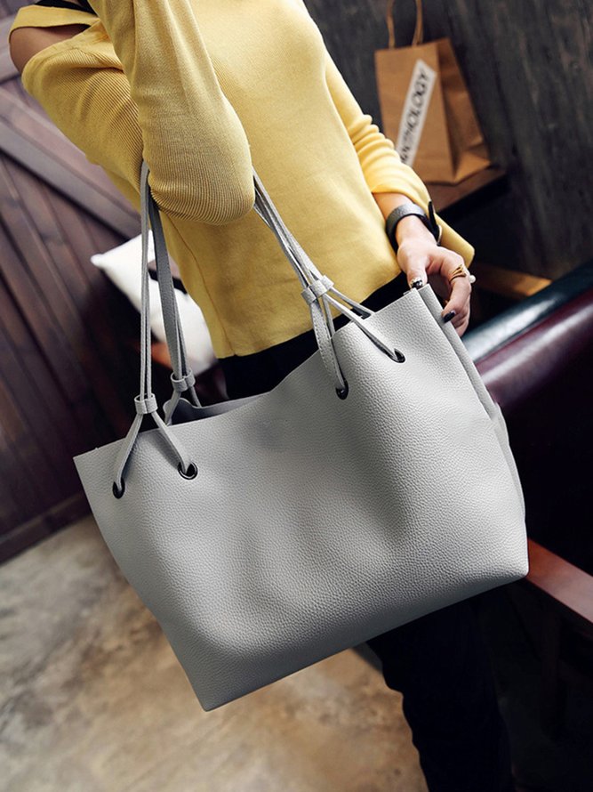 JFN Simple Plain  Handbag Two Pieces  Women's   Shopping Bag Handbag