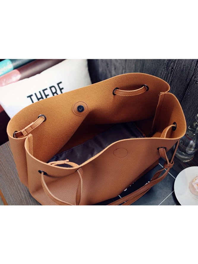 JFN Simple Plain  Handbag Two Pieces  Women's   Shopping Bag Handbag