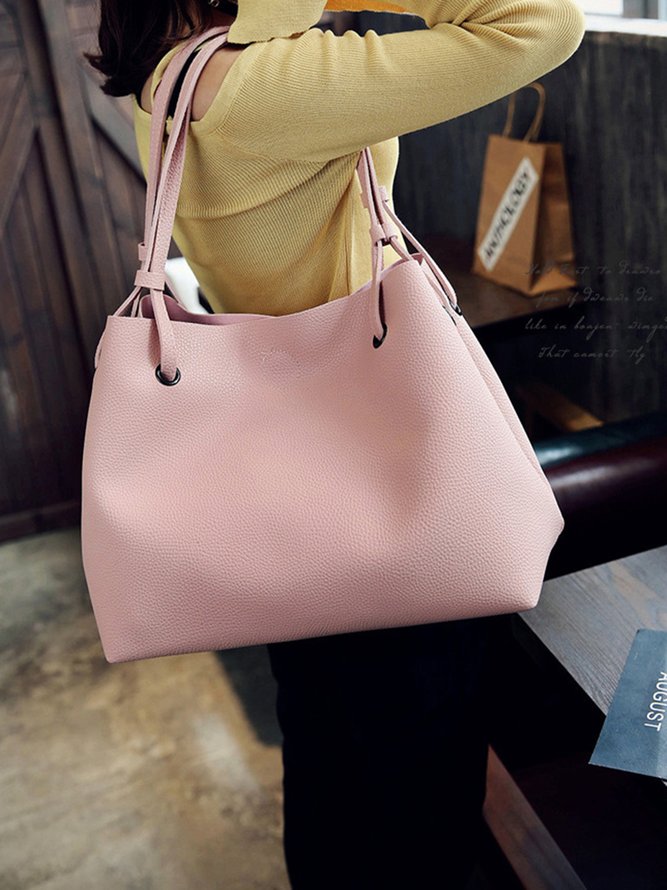 JFN Simple Plain  Handbag Two Pieces  Women's   Shopping Bag Handbag