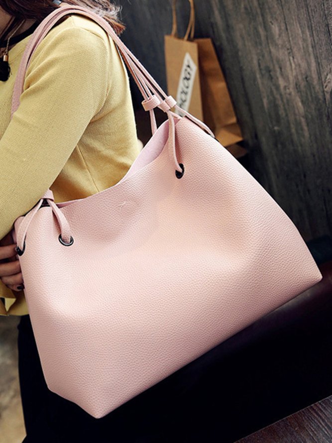 JFN Simple Plain  Handbag Two Pieces  Women's   Shopping Bag Handbag
