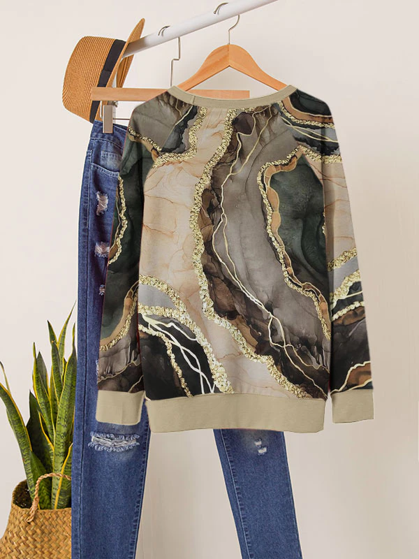 JFN Crew Neck Abstract Casual Sweatshirt