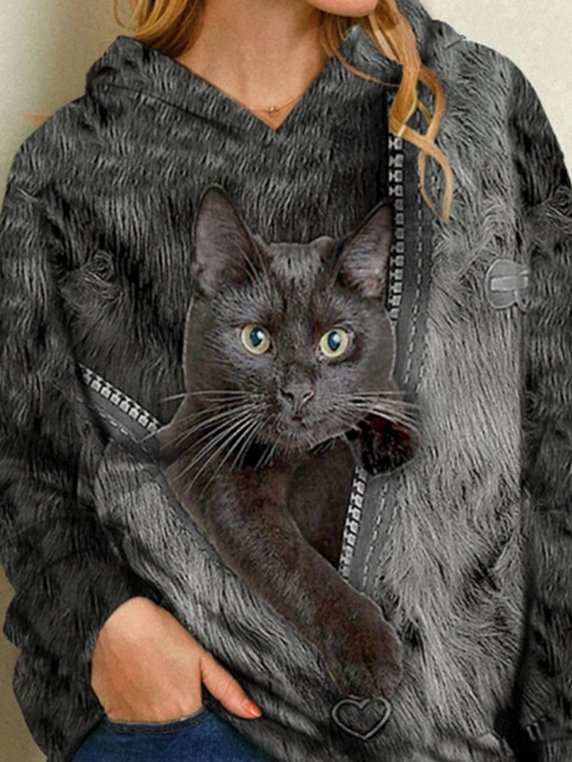 Casual Animal cat Sweatshirt