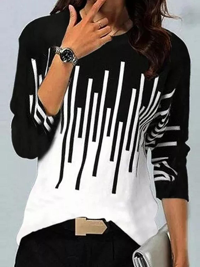 Daily Geometric Cotton Blends T-shirt