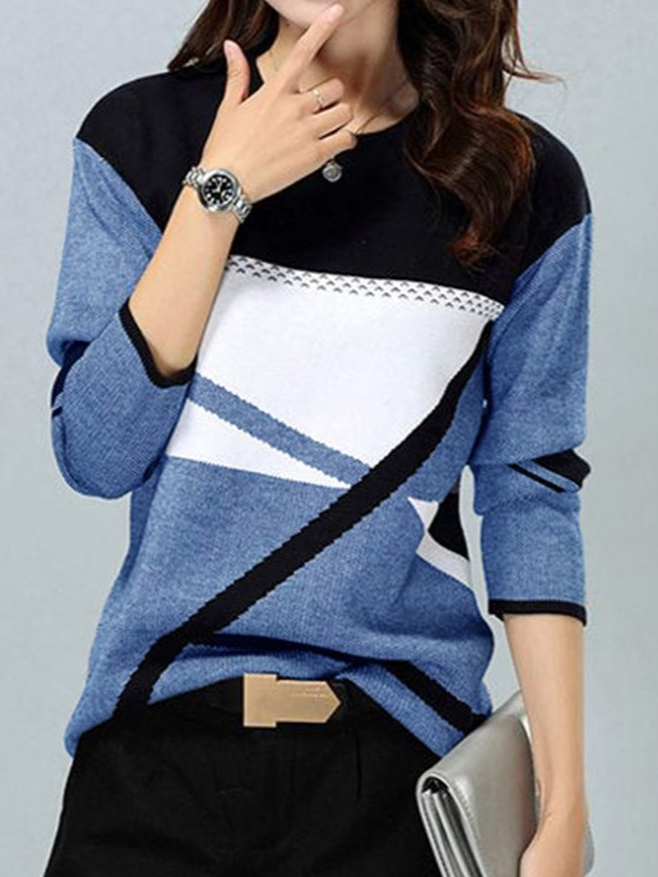 Daily Geometric Cotton Blends T-shirt