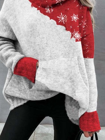 Christmas Snowflake Color Block Casual Sweater