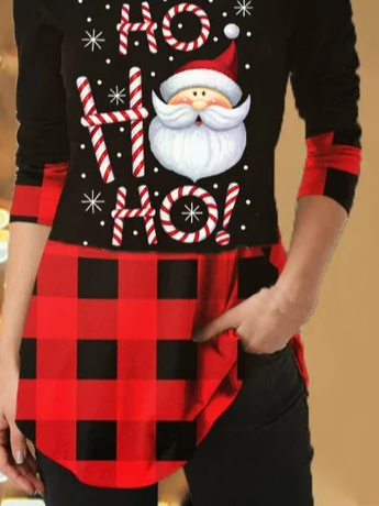 Christmas Cartoon Regular Fit Cotton Blends Shirts & Tops