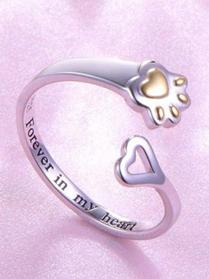 Personalized Cat Claw Heart English Alloy Ring