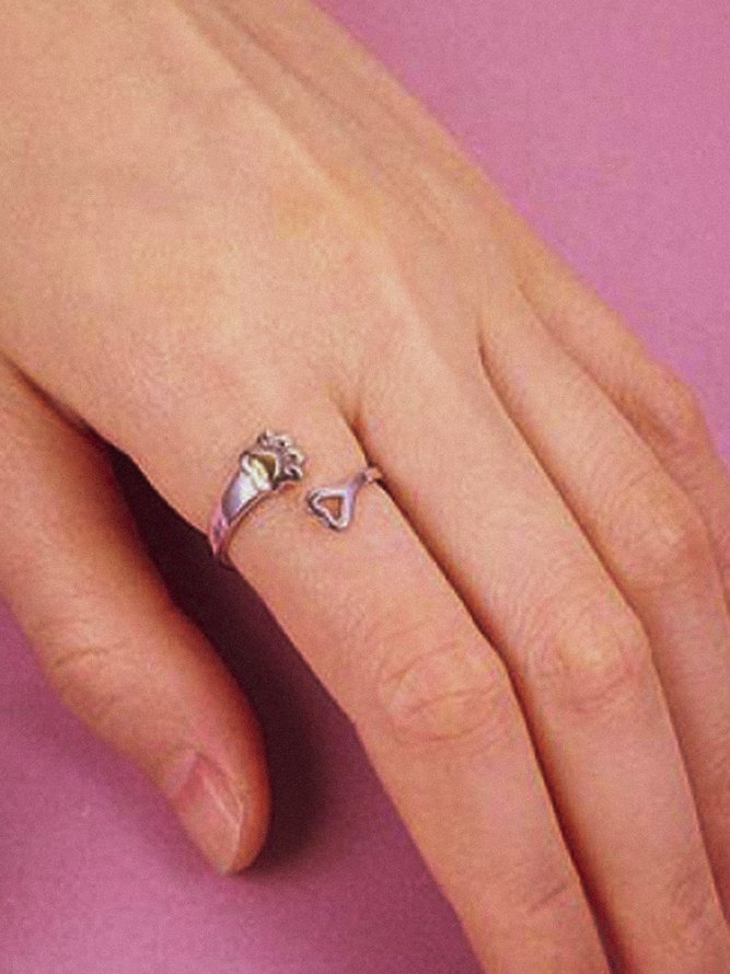 Personalized Cat Claw Heart English Alloy Ring