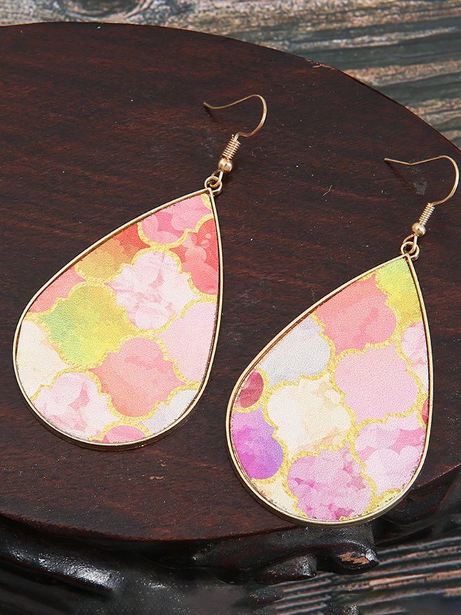Leather Baroque Style Colored Graffiti Eearrings