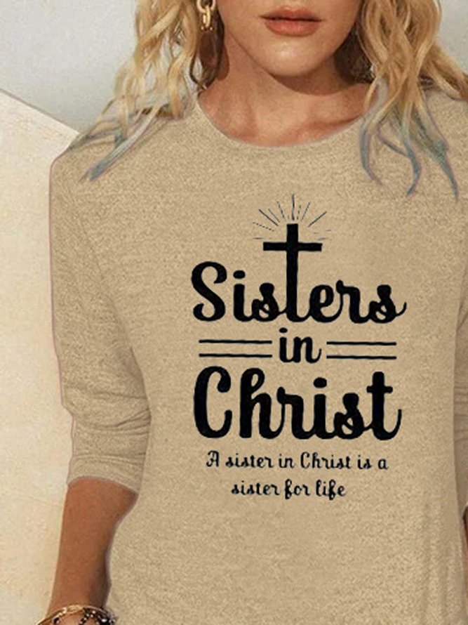Sister Christ Casual Cotton Blends T-shirt