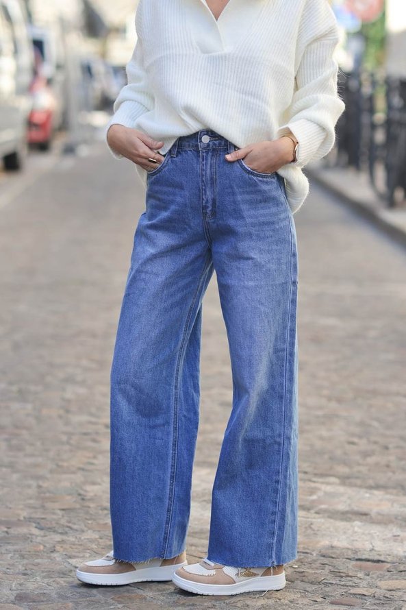 Pure color casual washed jeans
