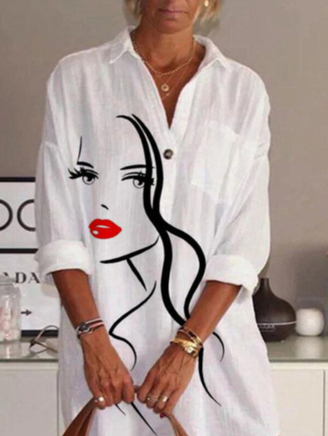 Loosen Casual People Shirt Collar Long sleeve women Dress